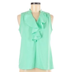 Ann Taylor Aqua Ruffle Blouse